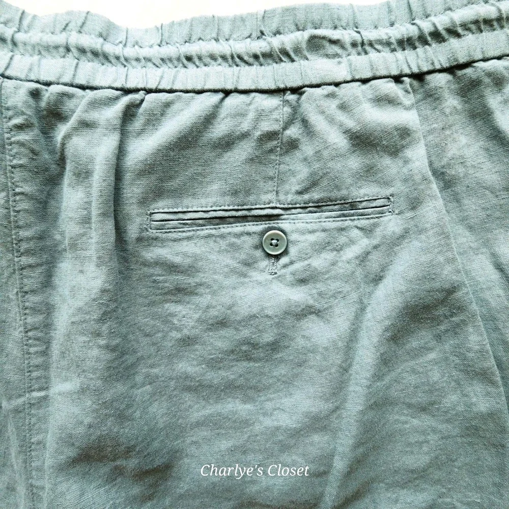 Nordstrom Mens 100% Linen Drawstring Shorts Slate‎ Blue 2XL Casual Travel Cabana